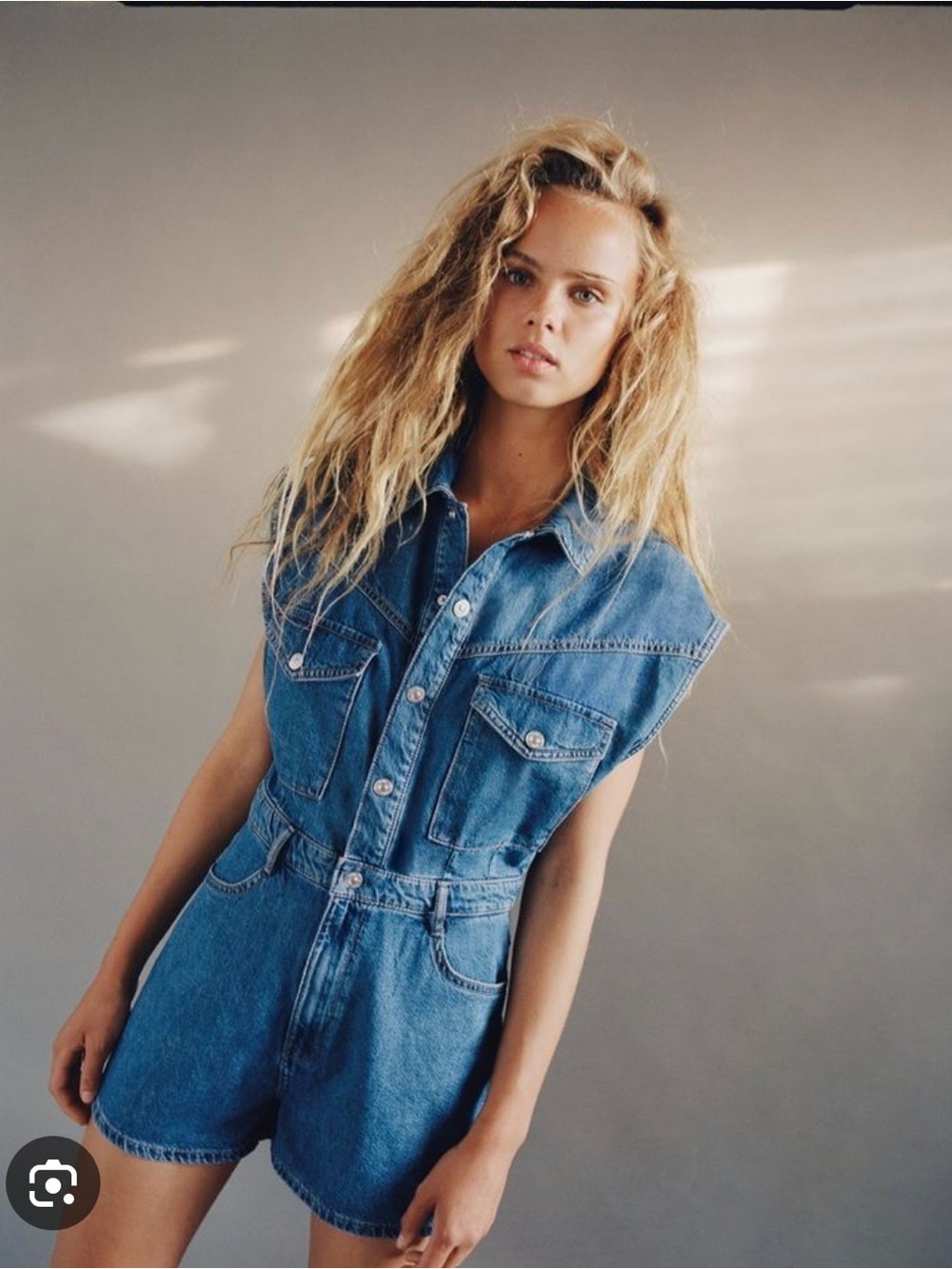Zara Blue Denim Short Overalls